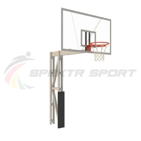 Купить Стойка баскетбольная уличная с защитой, щитом из оргстекла, аморт. кольцом и сеткой, вынос 225 см в Среднеуральске 