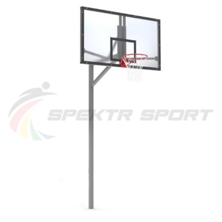 Купить Стойка баскетбольная уличная упрощенная со щитом из оргстекла, кольцом и сеткой SP D 412 в Среднеуральске 