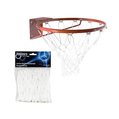 Купить Сетка баскетбольная Torres, нить 4 мм, белая в Среднеуральске 