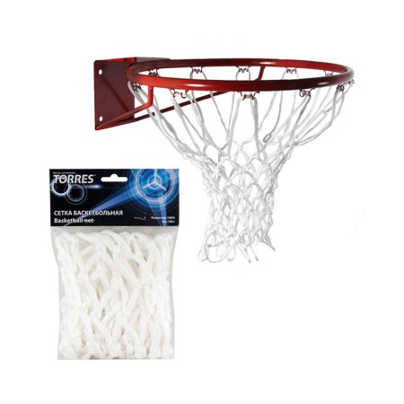 Купить Сетка баскетбольная Torres, нить 6 мм, белая в Среднеуральске 